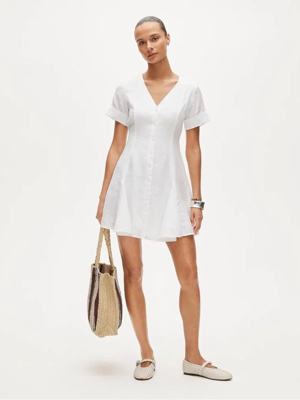 NWT J. Crew White Fleur Mini Dress in Linen